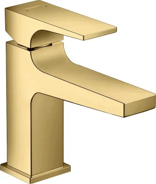 Hansgrohe Waschtischmischer 100 Metropol Polished Gold-Optik kurzer Auslauf mit Push-Open Ablaufg.,  32500990