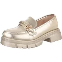 Ital-Design Moderne Damen Loafer mit Schnalle und robuster Sohle Slipper (89542410) Blockabsatz Mokassins in Gold