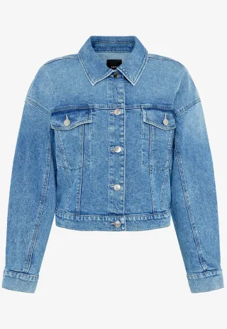 zero - Jeansjacke kurz mit Knopfleiste middle blue denim - Gr. - 36