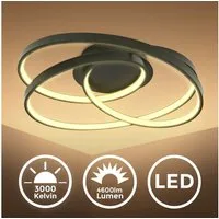 B.K.Licht LED Deckenleuchte LED Frame-Deckenlampe, Ringleuchte, Schwarz, 3.000K, LED fest integriert, Warmweiß, 4.600lm, 35W, mit warmweißen Licht, IP20, B: 39,5cm