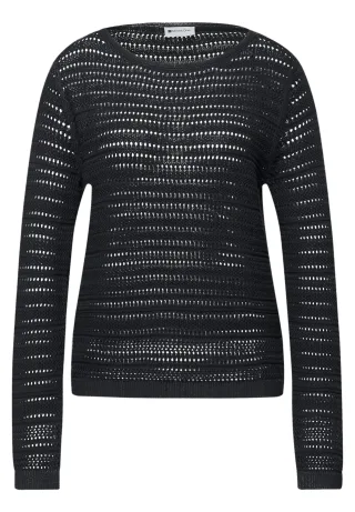 Street One - Langarm Pullover mit U-Boot-Ausschnitt shadowed navy - Gr. - 40