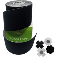 LisaCare Set: Klebe-BH Boob Tape - Brust Tape - Unsichtbarer BH - Push-Up (Spar-Set, 1x Rolle 5cmx5m + 2x Brustcover Blume & X) Für ALLE Brustgrößen!