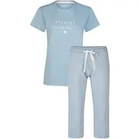 By Louise Schlafanzug Sleep Chic (Set, 2 tlg., 2-teilig) Damen Pyjama Capri Hose Kurzarm Baumwolle Sommer