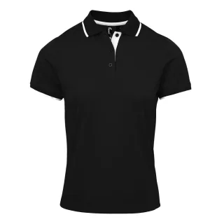 Premier Womens/Ladies Coolchecker Contrast Pique Polo Shirt (Schwarz/Weiß)