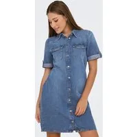 ONLY Jeanskleid ONLLISA – Denimkleid mit Knopfleiste und Brusttaschen Baumwollmischung