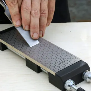 Diamond Sharpening Stone Set with Adjustable Non-Slip Holder 8 Inch 400/1000 Grit Fine Double-Sided Plate Whetstone Knif