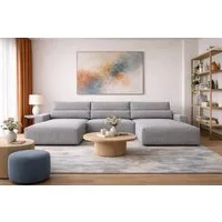 MOEBLO Wohnlandschaft DENVER U, Eckcouch aus Cordstoff Ecksofa U-Form Cord Sofa Couch Polsterecke U-Sofa - 410x85x200cm, mit Bettkasten und Schlaffunktion