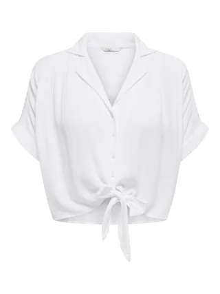 ONLY - ONLPAULA LIFE S/S TIE SHIRT WVN NOOS White - Gr. - XL