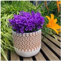K&L Wall Art Blumentopf Retro Beton Übertopf Küche Kräuter Pflanztopf, Vintage Wabenmuster, ohne Abflussloch, mit Noppen