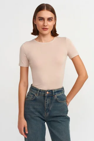 Damen Slim Fit Rundhals-T-Shirt