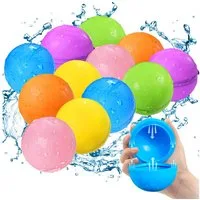 YI Wasserball 12 wiederverwendbare Wasserballons, Pool Strand Kinder Spielzeug (12-St)