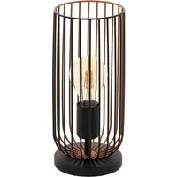 EGLO Tischleuchte ROCCAMENA Tischlampe, Nachttischlampe, schwarz, kuper, Stahl, E27, ohne Leuchtmittel, Draht, Wohnzimmer, Schlafzimmer, Büro, Deko, Industrial, 31x13cm