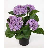 Kunstblume Hortensienbusch Deluxe 42cm im Topf LM Kunstpflanzen künstliche Blumen Hortensie, Seidenblumen Roß, Höhe 42 cm, Lila