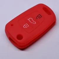 mt-key Schlüsseltasche Autoschlüssel Softcase Silikon Schutzhülle Rot, Hyundai i30 ix20 ix35 KIA Soul Sportage 3 Tasten Klappschlüssel