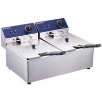 GastroHero Fritteuse Doppel Fritteuse ECO 6+6 Liter Edelstahl Tischfritteuse, 2500 W