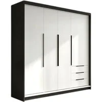 A&J MöbelLand GmbH Drehtürenschrank viertüriger Kleiderschrank mit Schubladen und Metallgriffen. (Geräumiger vier¬türiger Kleiderschrank mit Schubladen und Metallgriffen. Geräumiger Schrank mit einer Breite von 200 cm und Schubladen, ideal zur Aufbew
