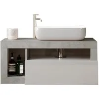 welltime Waschtisch Hamburg, 1 Schubkasten, Breite 92 cm, Soft-Close, inkl. Keramik-Aufsatzbecken