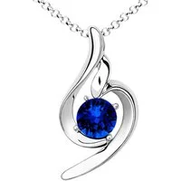 LÖB Kette mit Anhänger Halskette Oval Tropfen Anhänger Zirkonia Glitzer Silber Saphir Blau (Geschenke für Frauen Damen Beste Freundin Mutter Mama Ehefrau Oma sie zum Geburtstag Schmuck Sommer, Inkl. Schmuckbox), Kette Brautschmuck Tropfenanhänger Tro