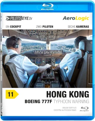 PilotsEYE.tv | HONGKONG |:| Blu-ray Disc® |:| Cockpitflug AeroLogic | B777F (Cargo) | Typhoon warning | Bonus: Best of KaiTak
