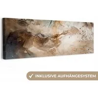 OneMillionCanvasses® Leinwandbild Panorama Abstrakt - Beige - Farbe - Kunst - Natur - Blumen, Fotodruck (1 St), Wandbild, Deko Schlafzimmer Wohnzimmer Flur 60x20 cm