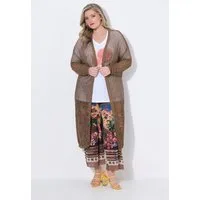 MIAMODA Strickjacke Strickjacke Loose Fit Lochstrick Glitzereffekt