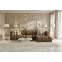Kaiser Möbel Ecksofa Moderne aus Veloursstoff Salvador Grand L 318 cm, Ecksofa, Tiefe Sitzflächen,Premium-Velours Salvador,Design Soft-Cube
