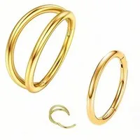 Taffstyle Nasenpiercing 2er Set Septum Piercing Helix Daith Ohr Doppel Ring Scharnier Clicker (Universelles Piercing-Set mit Scharnier Clickverschluss aus Chirurgenstahl)