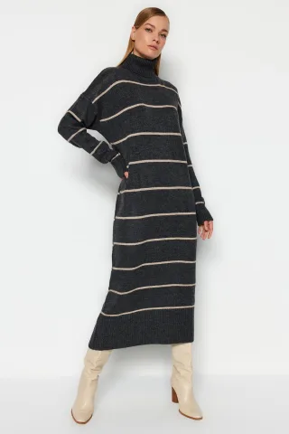 Damen Gestreft Lange Lässige Oversize-Kleider