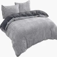 Visaggio Bettwäsche Teddyplüsch Winter Bettbezug Cord Optik, Fleece, 2 teilig, extra warm und kuschelig, Winterbettwäsche Cashmere Touch
