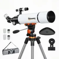 kowdom Teleskop 80mm Teleskop AZ-Montierung, 2 Okulare & Handy-Adapter für Astronomie, Adapter, Stativ, Tasche, AZ-Montierung, 2 Okulare