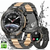 SWGOTA Smartwatch Herren Militär mit Herzfrequenz,Blutdruck,107 Sportmodi Smartwatch (3.63 cm cm/1,43 Zoll), AMOLED-Display Fitnesstracker mit Schlafmonitor,1000mAh,2 Armbänder