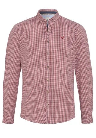 pure - PURE Tracht Hemd slim fit Langarm rot - Gr. - XL