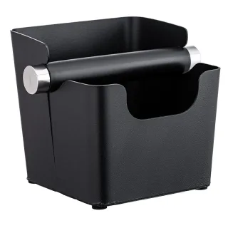 Comfook Metal Compact Coffee Espresso Knock Box Coffee Waste Bin Espresso Puck Bin Espresso Grounds Bin with Silicone Kn