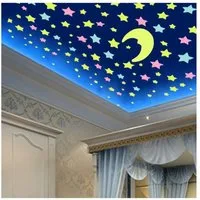 Agger Wandsticker 402 Stück Glühende Wandaufkleber,realistische,für Decke und Wände (402 St), DIY-Klebesticker,Sternenhimmel-Dekoration,Leuchtende Stern