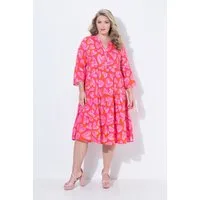 MIAMODA Jerseykleid Midikleid A-Linie Herz-Muster 3/4-Ärmel mit Volant