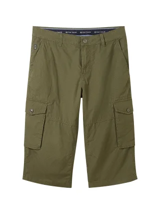 Tom Tailor - Bermudashorts mit Print olive geometric structure - Gr. - 34