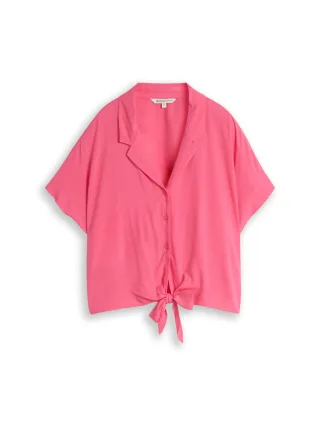 Denim Tom Tailor - Resort Hemdbluse mit Knotendetail soft bright pink - Gr. - XL