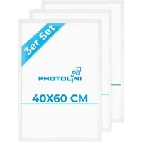 PHOTOLINI Bilderrahmen 3er Set modern mit bruchsicherem Acrylglas, Holz MDF, Fotos & Poster, für 3 Bilder (3er Set), Posterrahmen 40x60 cm zum Aufhängen