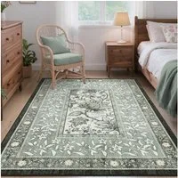 GarveeMore Teppich Flachflor-Teppich im floralen Landhausstil, rechteckig, Höhe: 5 mm, 100% Polyester, TPR-Unterseite, zusammenlegbar