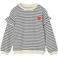 vertbaudet Sweatjacke Mädchen Ringel-Sweatshirt, Volantärmel