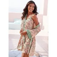 LASCANA Kimono, Kurzform, Viskosemischung, Kimono-Kragen, Gürtel, mit Blumen Allover-Druck