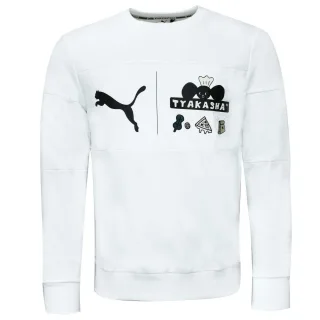 Puma x Tyakasha Herren Crew Sweatshirt Grafikdruckspuller Weiß 578421 02