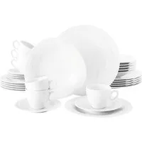 Seltmann Weiden Kombiservice TRIO uni, Weiß, Unifarben, Mikrowellengeeignet, (30-tlg), 6 Personen, Porzellan, Spülmaschinenfest, Made in Germany