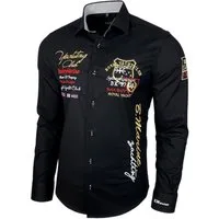 Baxboy Langarmhemd Baxboy Edel Dezent Herren Hemd Stickerei Hemden Kontrast Langarm B-508