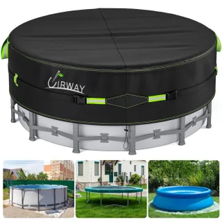 18 Ft Round Swimming Pool Cover Heavy Duty Oxford Waterproof Windproof Solar Tarp for Above Ground Hot Tub Spa with Anti