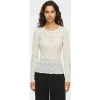 Vila Spitzenshirt VIFAY O-NECK L/S TOP - NOOS Materialmix, enger Schnitt