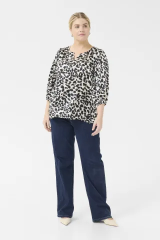 Langarm-Bluse Regular fit Grey Leopard
