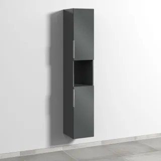 Sanipa 3way Hochschrank mit 2 Türen und 1 offenem Fach, Anthrazit-Glanz UF11379