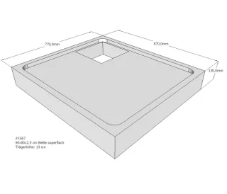 Neuesbad Wannenträger für Bette superflach 80x90x3,5 SD22084