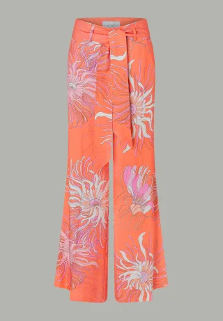 MORE & MORE - Weite Hose mit Flowerprint orange - Gr. - 46